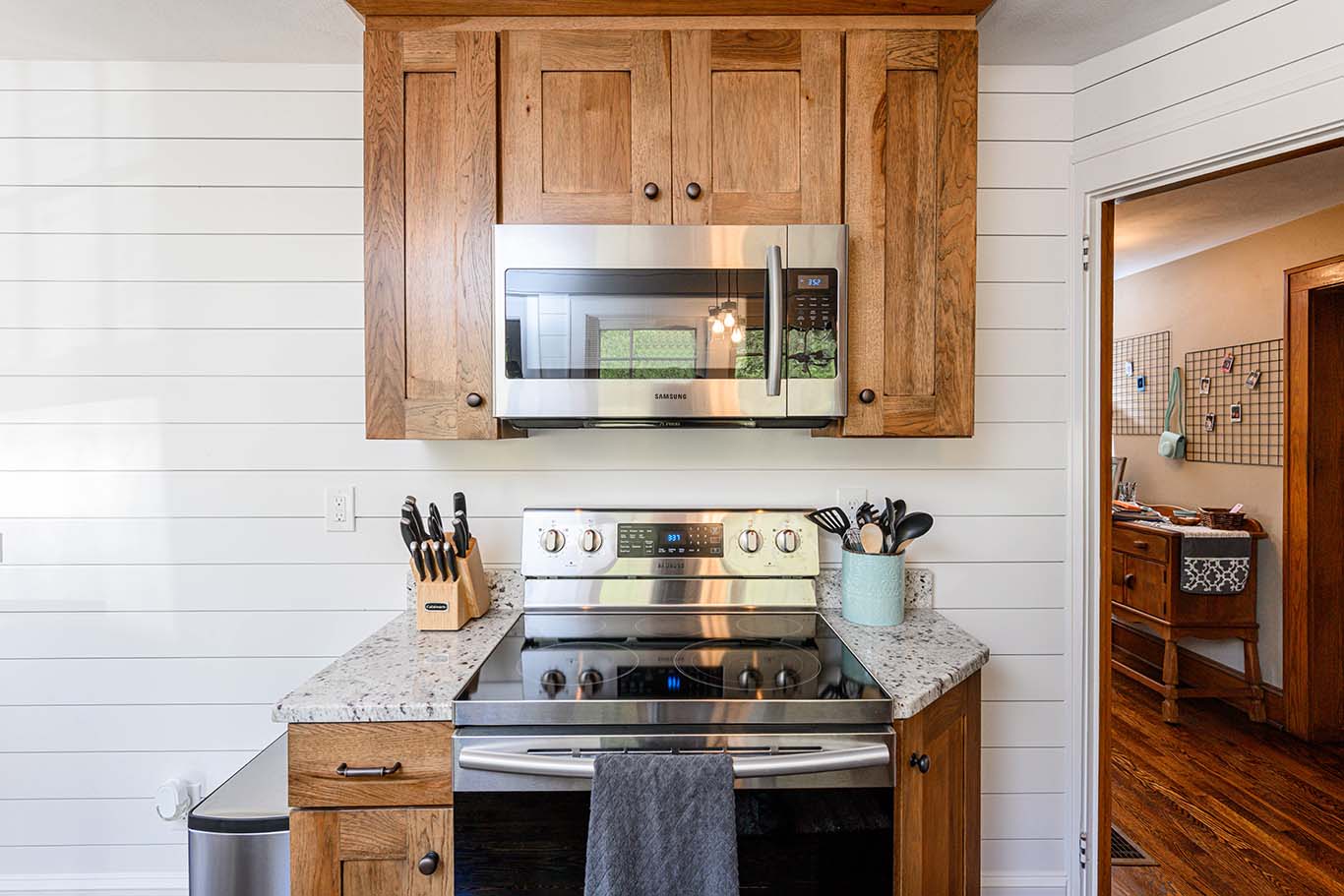 Save countertop space by using an over the stove microwave