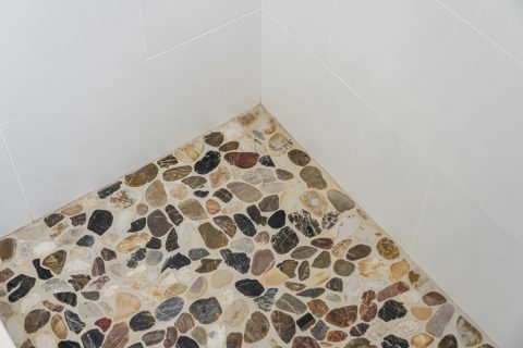 Stone floor of shower in Whispering Pines, North Carolina.
