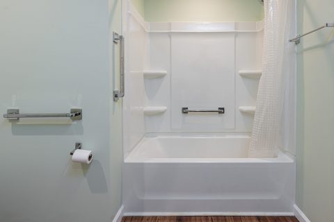 Bathtub featuring grab bars for home in Montreat, North Carolina.