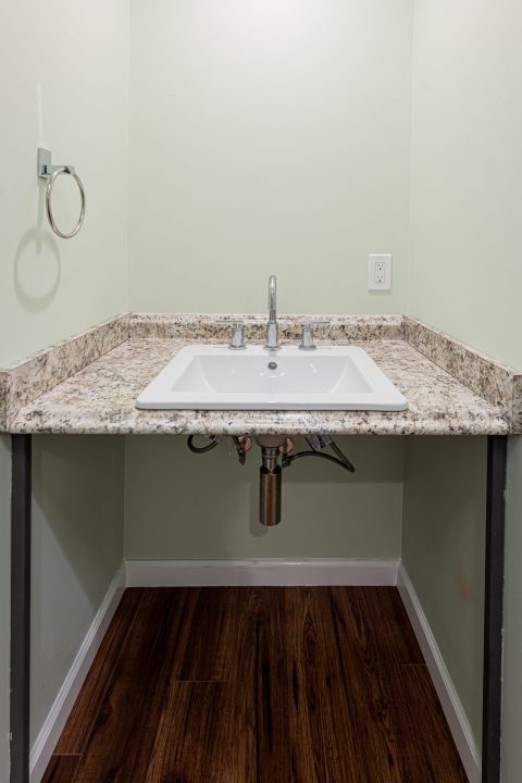 Sideview of bathroom sink in Montreat, North Carolina home.