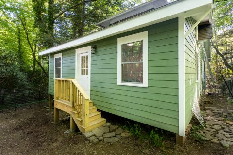 Exterior side profile of home in Montreat, North Carolina.