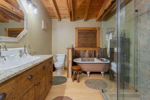 Side view of bathroom in Black Mountain, North Carolina.