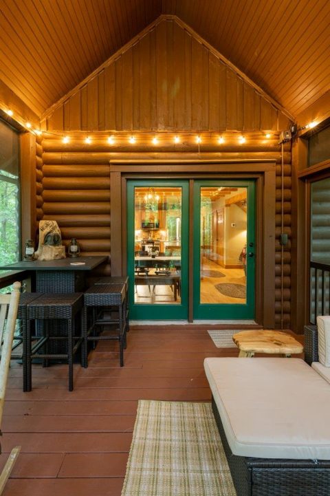 Inside view of screened in porch in Black Mountain, North Carolina.