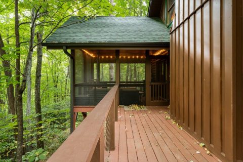 Side view of screened in porch in Black Mountain, North Carolina.