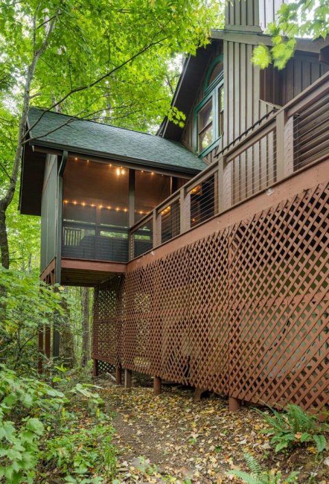 Side View of Screened in Porch on home in Black Mountain, North Carolina.