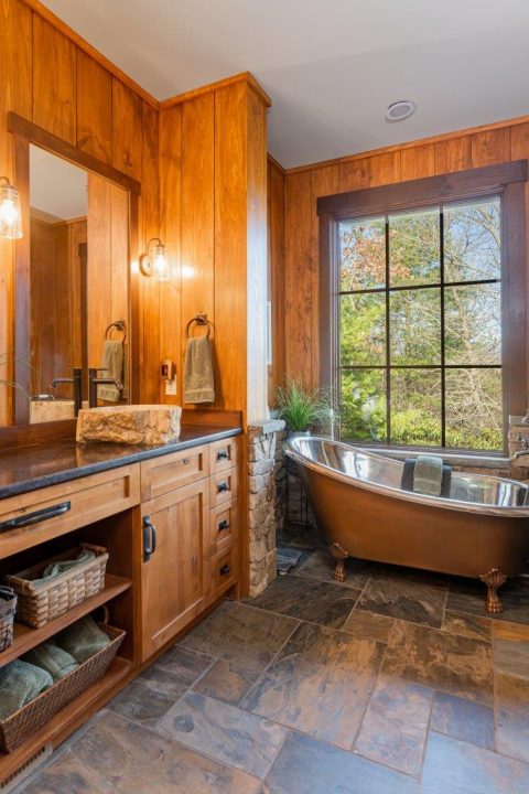 Double vanity with tub in Black Mountain, North Carolina.