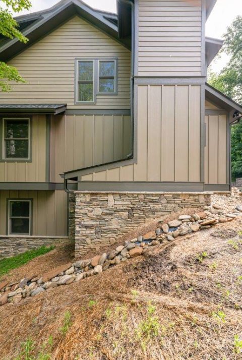 Exterior view of Elevator shaft addition on side of Montreat home