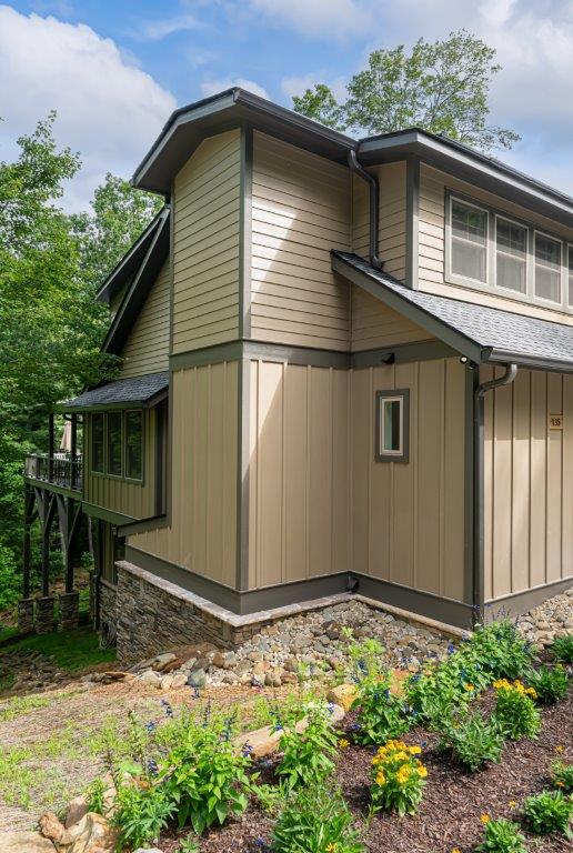 Exterior view of Elevator shaft addition on side of Montreat home