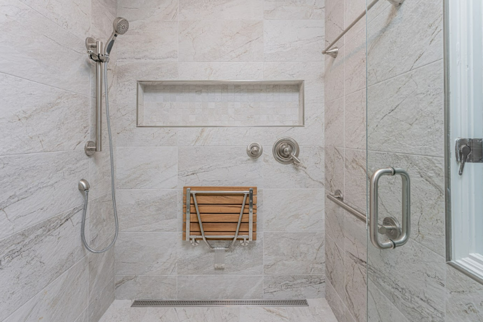 Roll in shower with seating