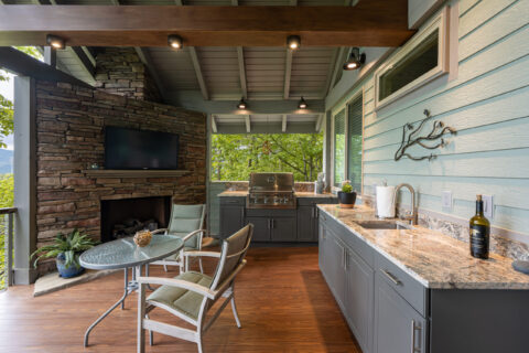 Award winning outdoor kitchen area in Western North Carolina