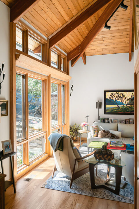 New living room in Mountain home renovation in North Carolina
